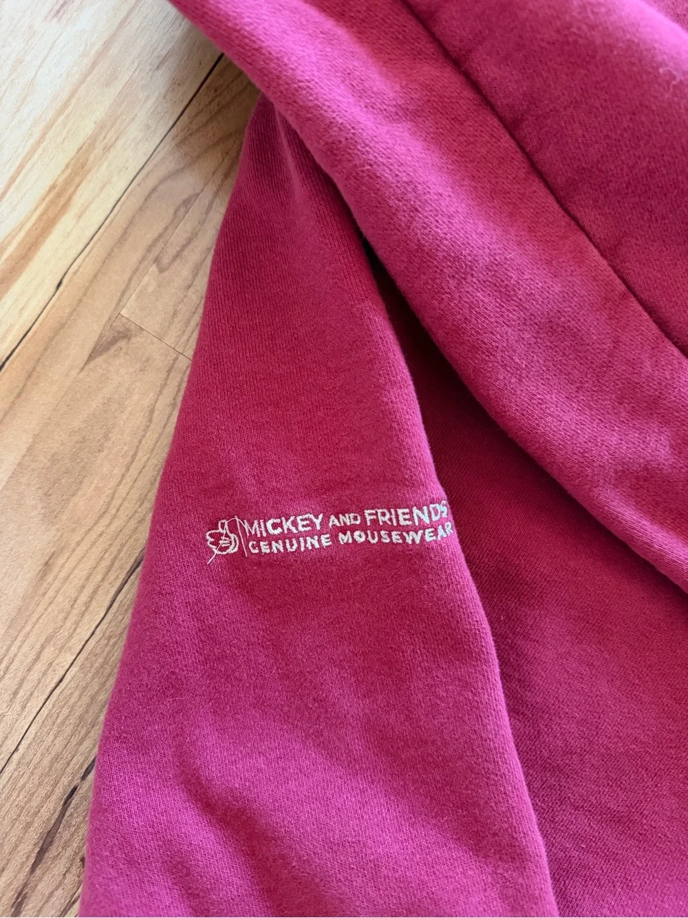 Disney Embroidered Mickey Crewneck Sweatshirt in Burgandy